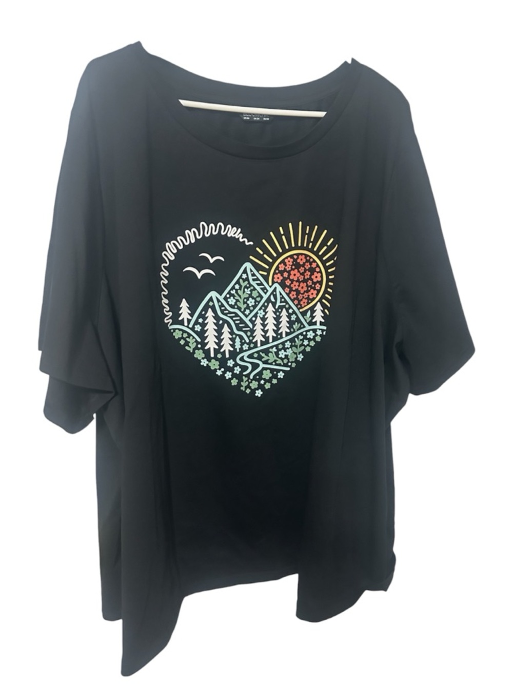 BloomChic Plus Size 30 Black Mountain Graphic Tee Oversized NWOT